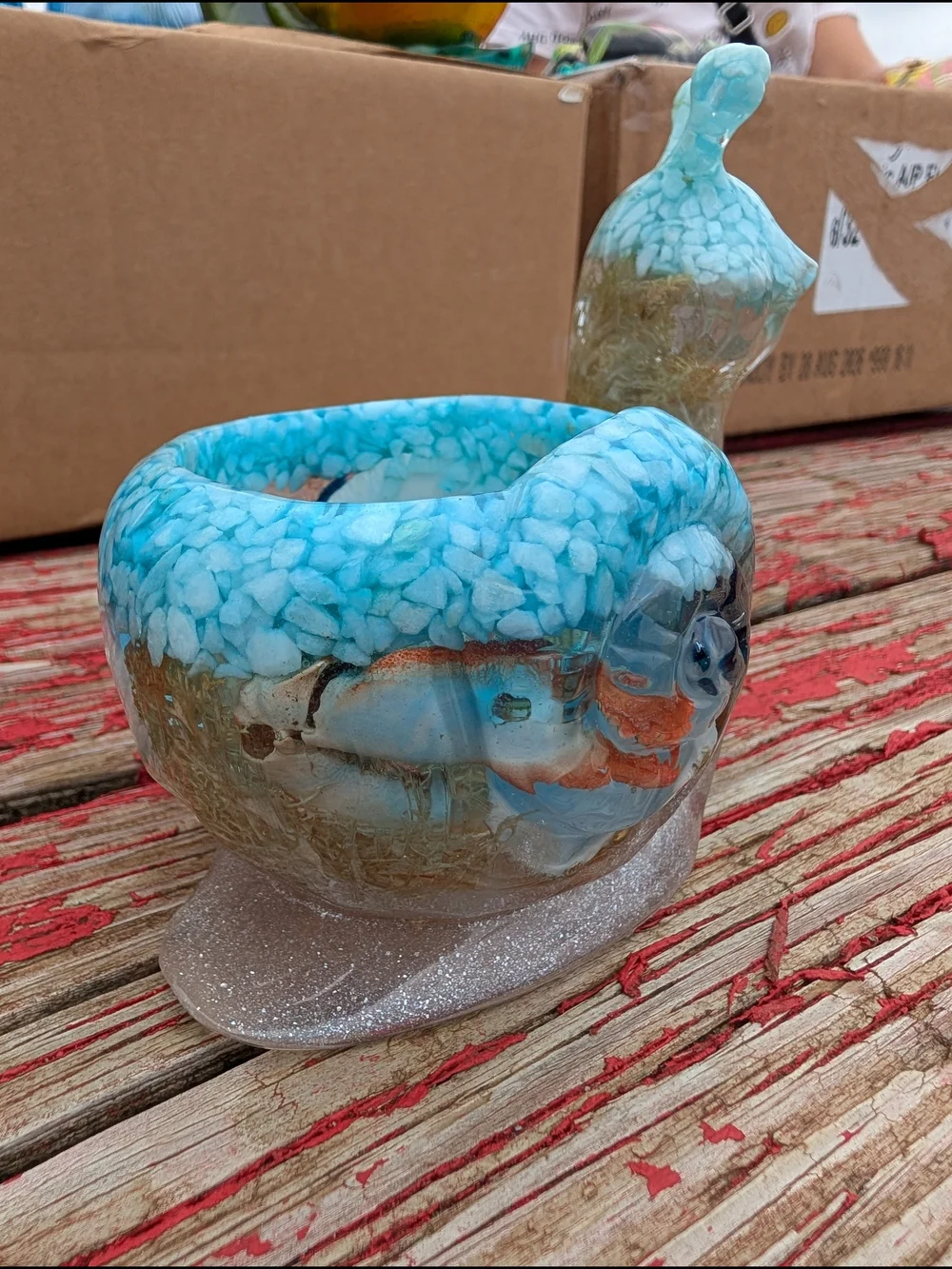 Blue Resin Snail Planter - Unbranded Decorative Home Accent